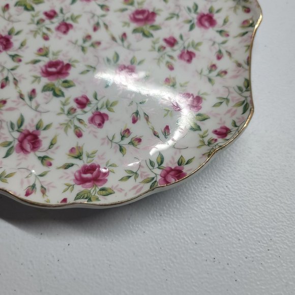 Vintage Lefton Hand Painted Chintz Pattern Snack Plates #637 - Picture 9 of 10